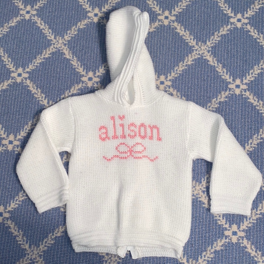 White knit hooded sweater - Alison